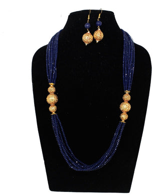 Blue Designer Beaded Necklace Set - Gemzlane