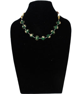 Green Pearls Designer Chain  Necklace Set - Gemzlane