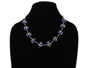 Blue Pearls Designer Chain  Necklace Set - Gemzlane