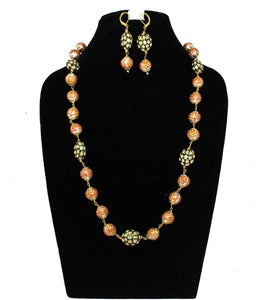 Handpainted Pearls Designer Necklace Set - Gemzlane