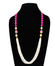 Load image into Gallery viewer, Dark Pink Long  Designer Beaded  Necklace - Gemzlane