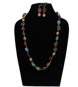 Tourmaline Multicolour Stone Necklace Set - Gemzlane
