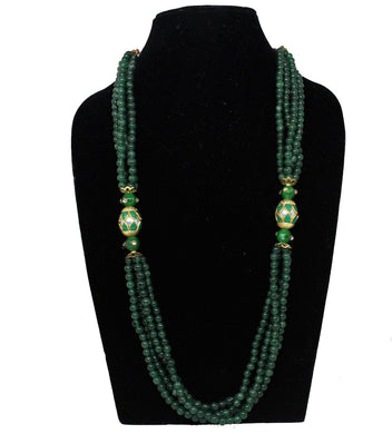 Green Semiprecious Stones Long  Designer Beaded  Necklace - Gemzlane
