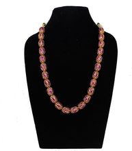 Load image into Gallery viewer, Pink Purple Golden Beads Designer Necklace Set - Gemzlane