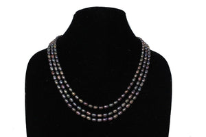 Multiline Black Real Pearls necklace - Gemzlane