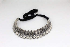 Silver Tone Oxidized Choker Necklace - Gemzlane