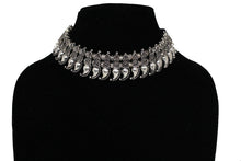 Load image into Gallery viewer, Silver tone oxidized choker necklace