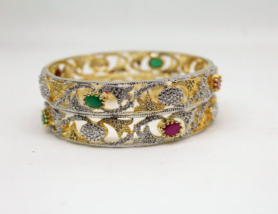 Gemzlane gold plated cubic zirconia bangles