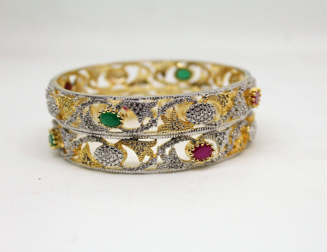 Gemzlane gold plated cubic zirconia bangles