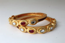 Load image into Gallery viewer, Gemzlane  Exquisite Ruby CZ pair of bangles - Gemzlane