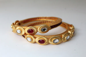 Gemzlane  Exquisite Ruby CZ pair of bangles - Gemzlane