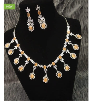 Mitushi Champagne Yellow Diamond Necklace Set