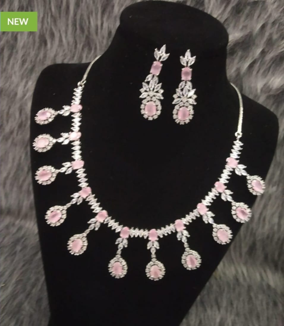 Mitushi Pink Diamond Necklace  Set