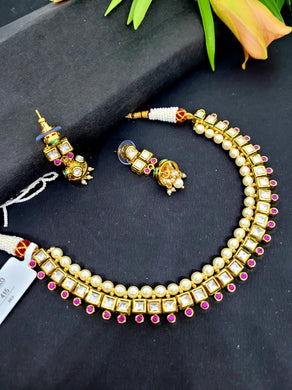 Gemzlane  cute Kundan Wedding Necklace Set