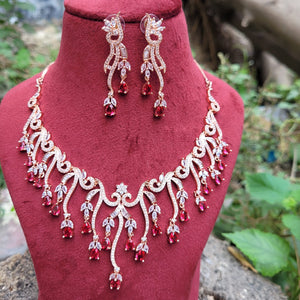 Niharika  Rosegold Plated Diamond Necklace Set