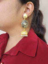 Load image into Gallery viewer, Gemzlane golden jhumka earrings