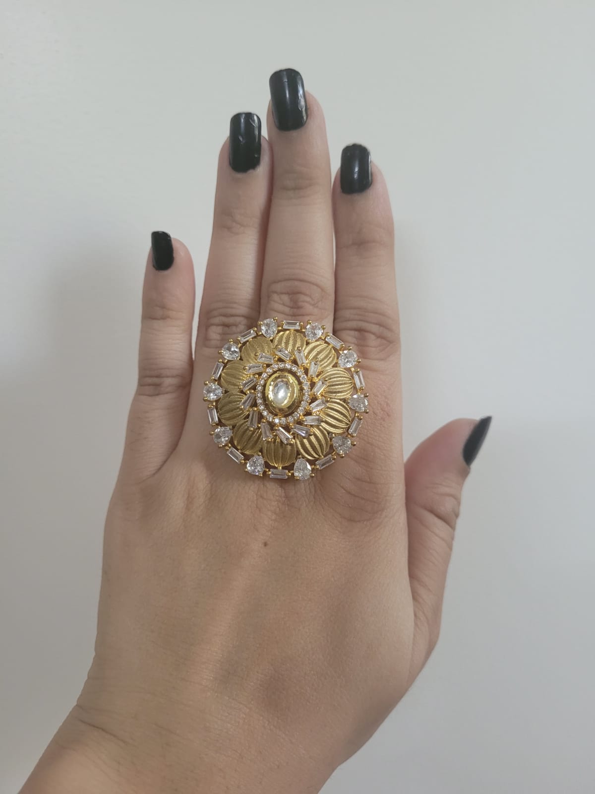 Curly Fries: GLAMOROUS ACCESSORIES: Huge Green & Gold Kundan Ring