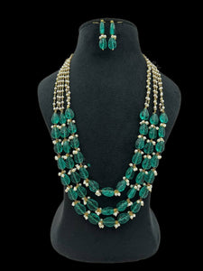 Multi Layered Sea Green Gemstone Beaded Necklace