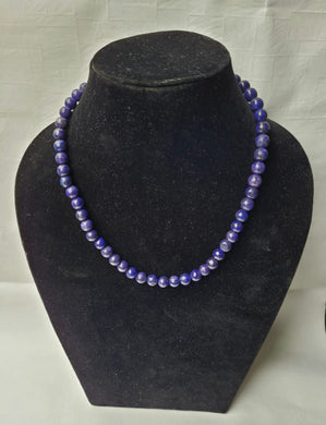 Single Line Blue Lapiz Gemstone Beaded Necklace