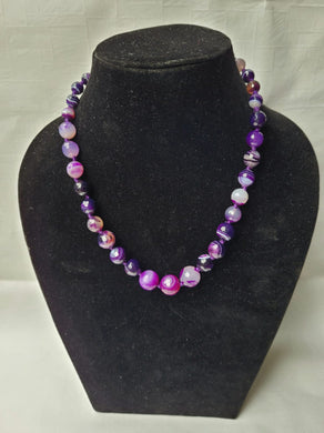 Purple Single Line Gemstone in Graduation Beaded Necklace