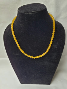 Yellow Single Line Gemstone Beaded Necklace