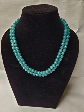 Light Blue Gemstone Double Layered Beaded Necklace