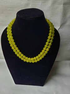 Light Yellowish Green Gemstone Double Layered Beaded Necklace