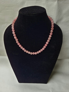 Light Pink Gemstone Single Line Beaded Necklace