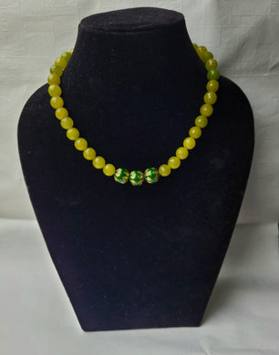 Light Yellowish Green Designer Gemstone Beaded Necklace
