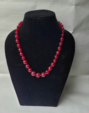 Hot Pink Gemstone in Graduating Beaded Necklace