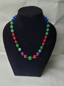 Multi Colour Gemstone in Graduating Beaded Necklace