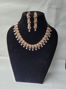White Rosegold CZ diamond Necklace set
