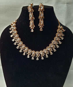 White Rosegold CZ diamond Necklace set