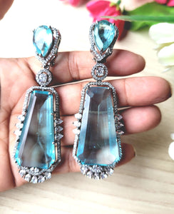 Majestic Blue Stone diamond danglers Earrings