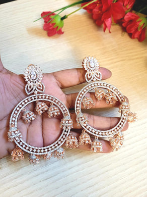 Gemzlane CZ Jhumki Dangler Earrings