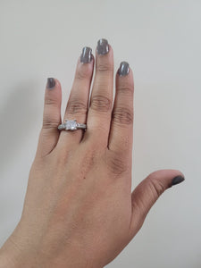 Gemzlane diamond cz Silver plated Adjustable Ring