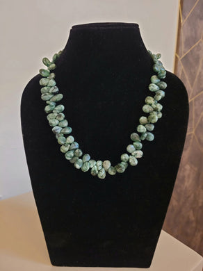 Natural Chrysoprase Green Briolette Precious Gemstone  Necklace