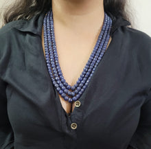 Load image into Gallery viewer, Natural Precious Blue Sapphire Gemstone Three Layered Necklace