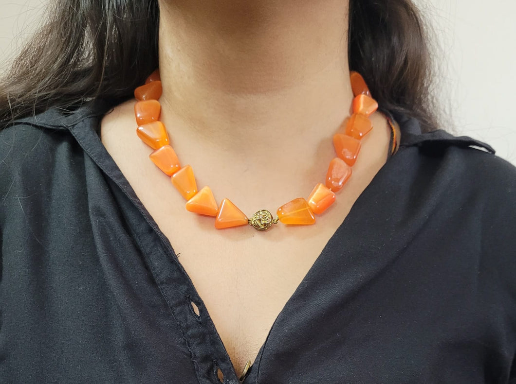 Precious Orange Carnelian Gemstone Necklace