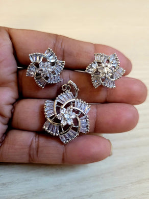 Star White Diamond pendant necklace set
