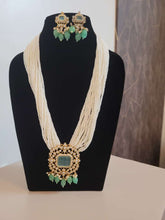 Load image into Gallery viewer, Long Mint Green Pendant Necklace Set