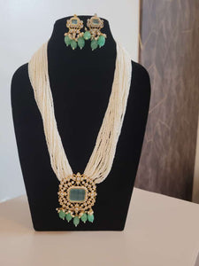 Long Mint Green Pendant Necklace Set