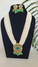 Load image into Gallery viewer, Long Mint Green Pendant Necklace Set