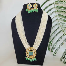 Load image into Gallery viewer, Long Mint Green Pendant Necklace Set