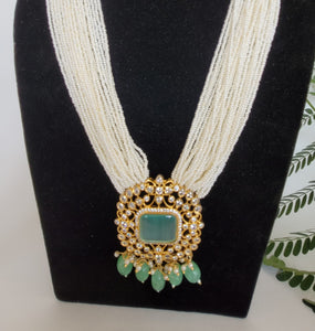 Long Mint Green Pendant Necklace Set