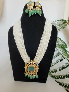 Long Mint Green Pendant Necklace Set