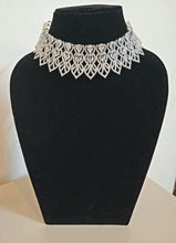 Load image into Gallery viewer, White American Diamond Choker Necklace set with maangtikka