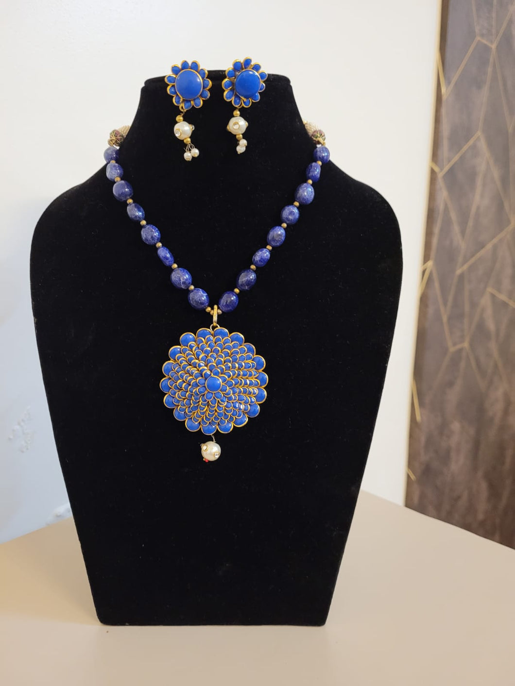 Blue long necklace set – Masayaa