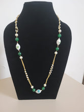 Load image into Gallery viewer, Green Designer Chain Beaded Necklace
