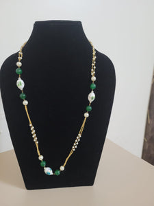 Green Designer Chain Beaded Necklace